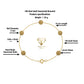 Gold bracelet with specifications labeled on a white background
