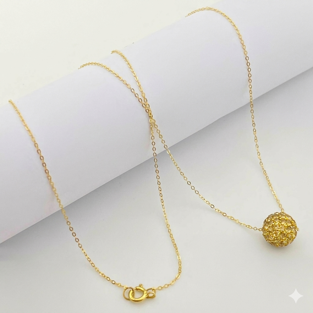 18K Real Gold Swarovski Necklace Gold
