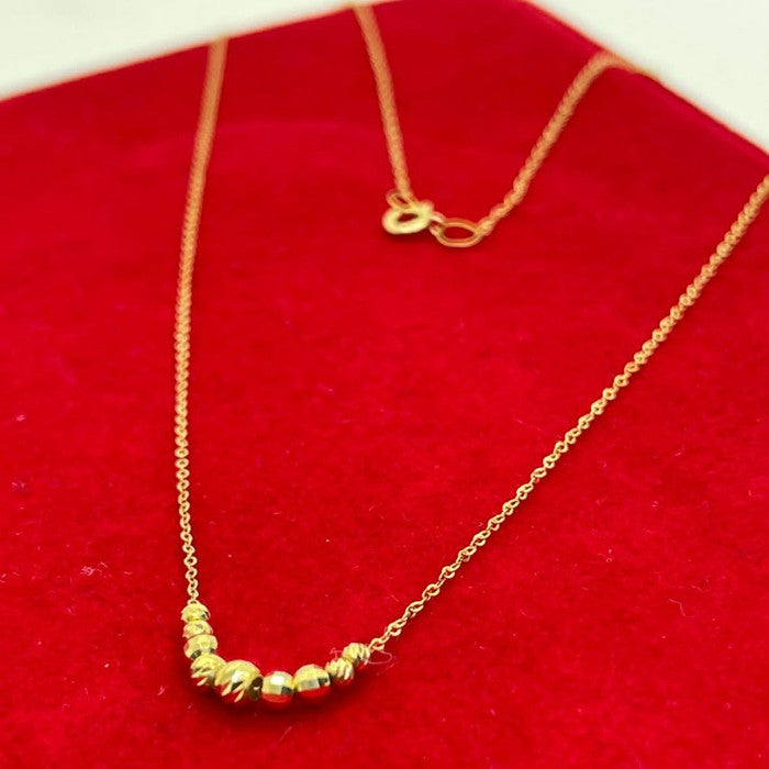 18k Real Saudi Gold Nine Curve Ball Necklace 166 - Embellish Gold