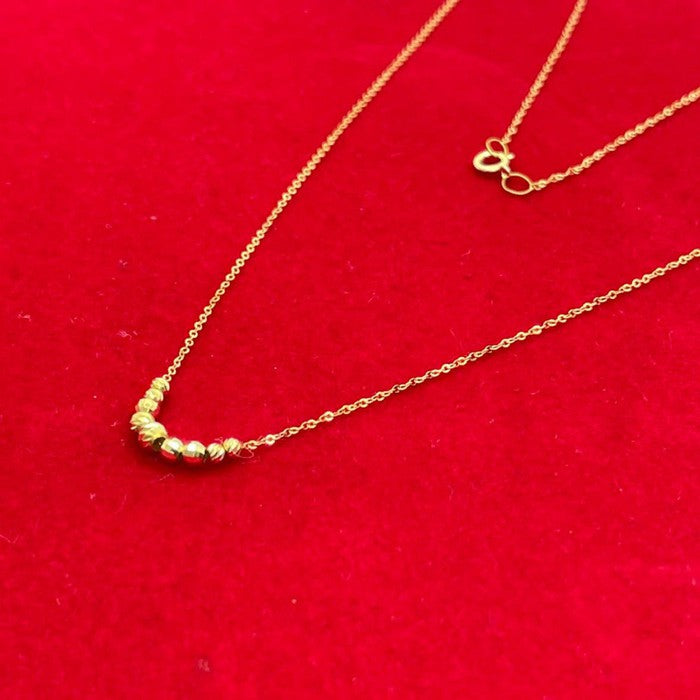 18k Real Saudi Gold Nine Curve Ball Necklace 166 - Embellish Gold