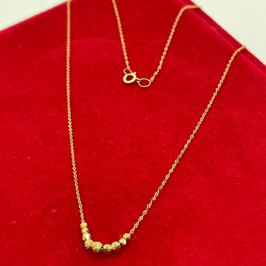 18k Real Saudi Gold Nine Curve Ball Necklace 166 - Embellish Gold
