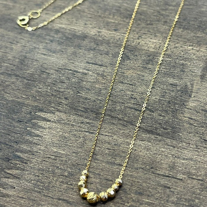 18k Real Saudi Gold Nine Curve Ball Necklace 166