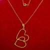 18K Real Saudi Gold 2 Heart Necklace 195 ‚Äì A Symbolic Pairing in Gold Necklace for Women - Embellish Gold