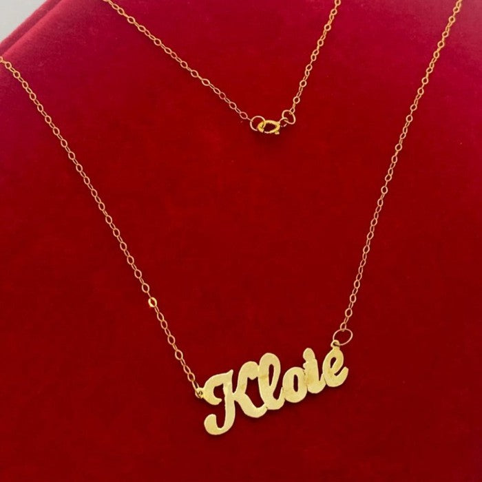 18K Real Saudi Gold Name Pendant Necklace 196 ‚Äì Unique Mark in Gold Necklace for Women - Embellish Gold