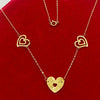 18K Real Saudi Gold Three Heart Necklace 201 ‚Äì A Trilogy of Love in Gold Necklace for Women - Embellish Gold