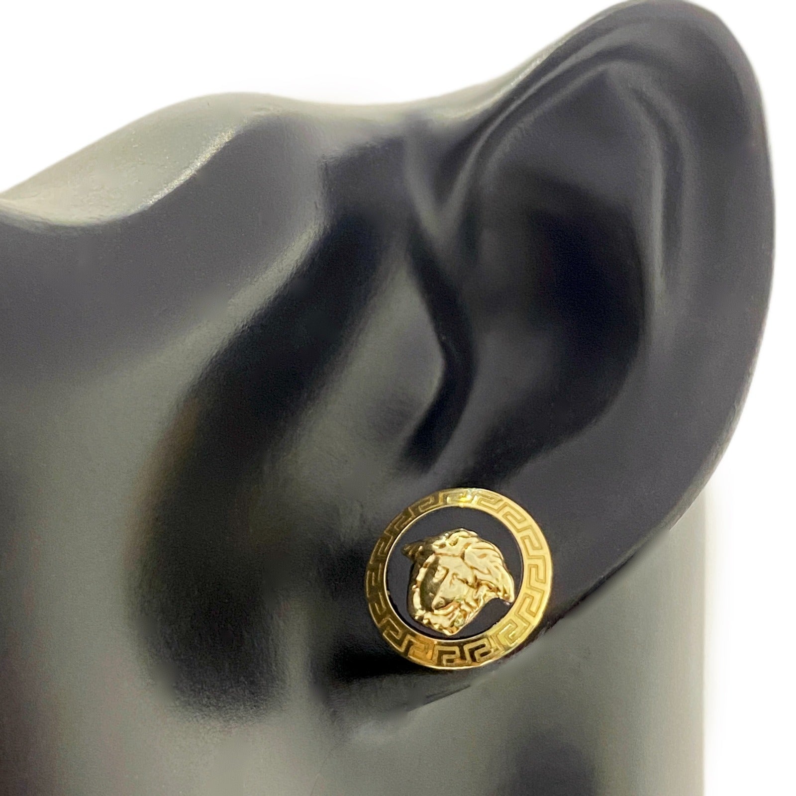 18K Real Gold Versace Design Earrings Round - Embellish Gold