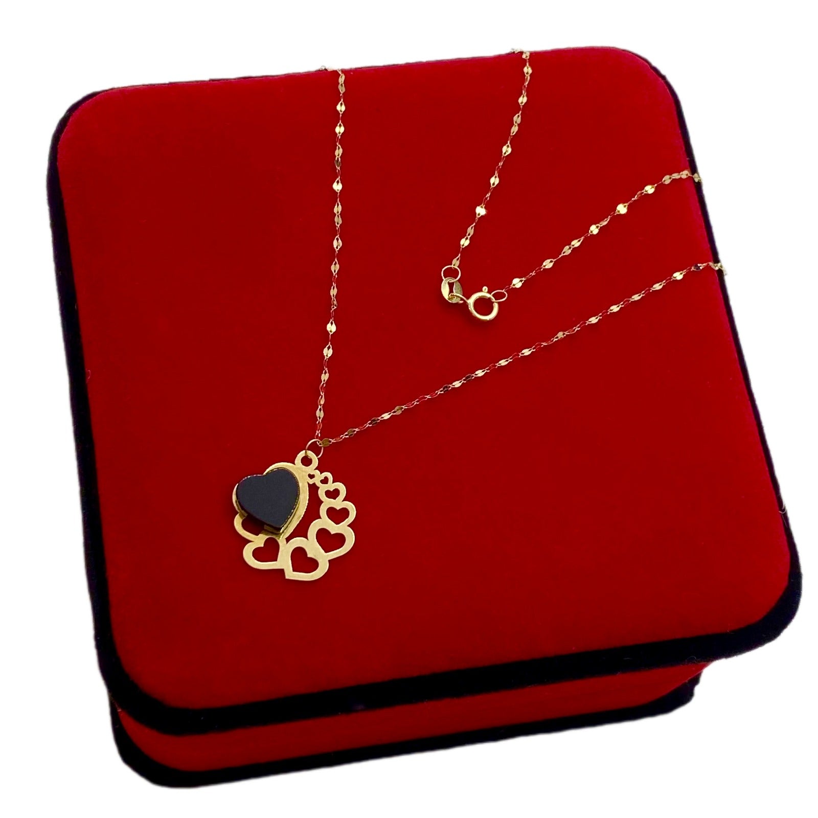 18K Gold 8 heart with black stone - Embellish Gold