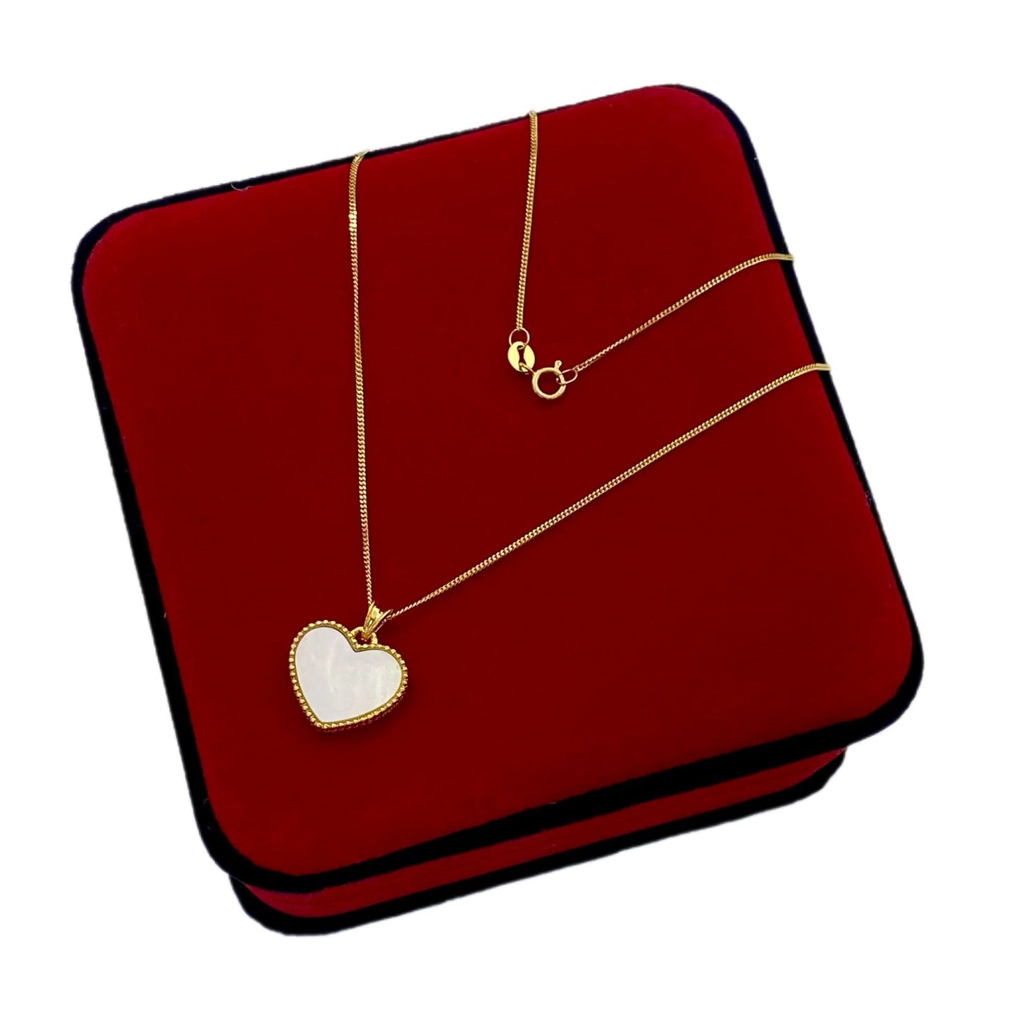 18k Real Gold Sea shell Heart with box chain - Embellish Gold