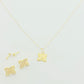 18K Real Gold Rob Flower Necklace And Earring Set - Embellish Gold