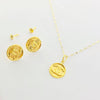 18K Real Gold CC Necklace And Earring Set - Embellish Gold