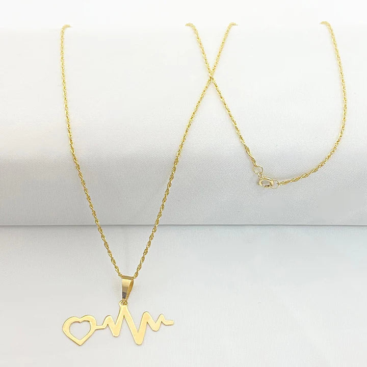 18k Gold Heart Beat Necklace