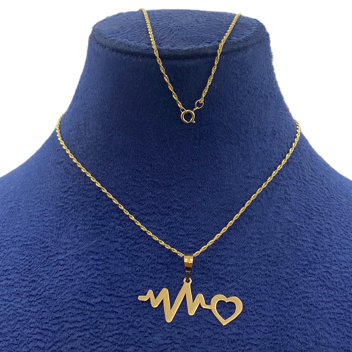 18k Gold Heart Beat Necklace