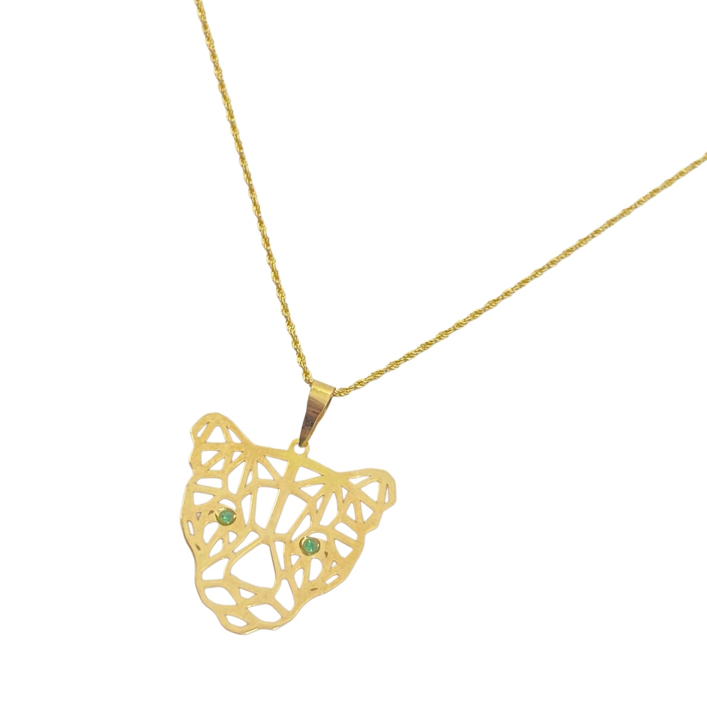 18k Gold Green Eye Tiger Necklace