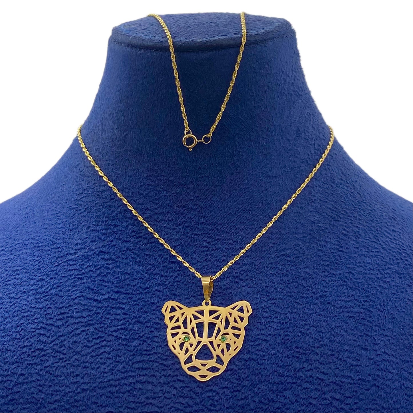 18k Gold Green Eye Tiger Necklace