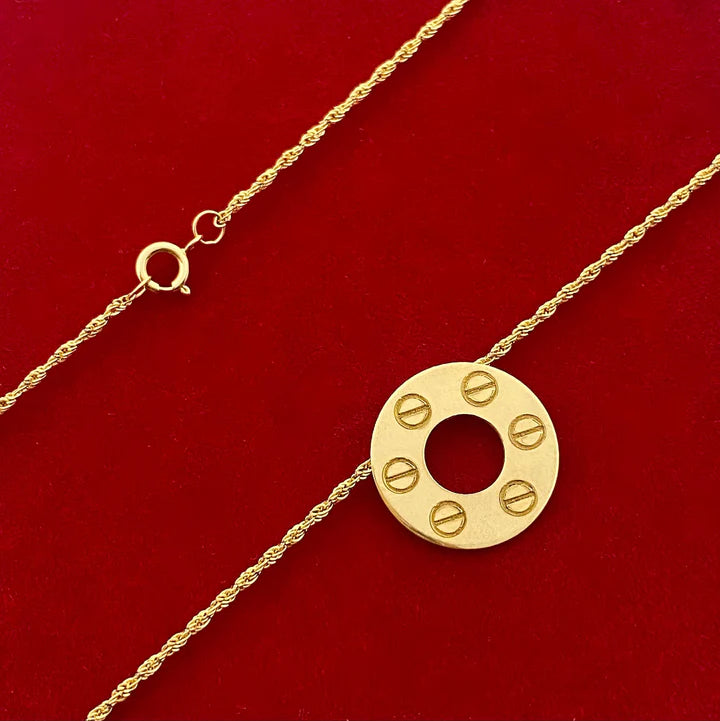 18k Gold Circle Button Necklace