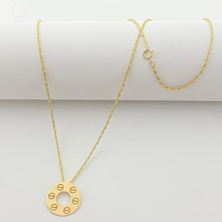18k Gold Circle Button Necklace