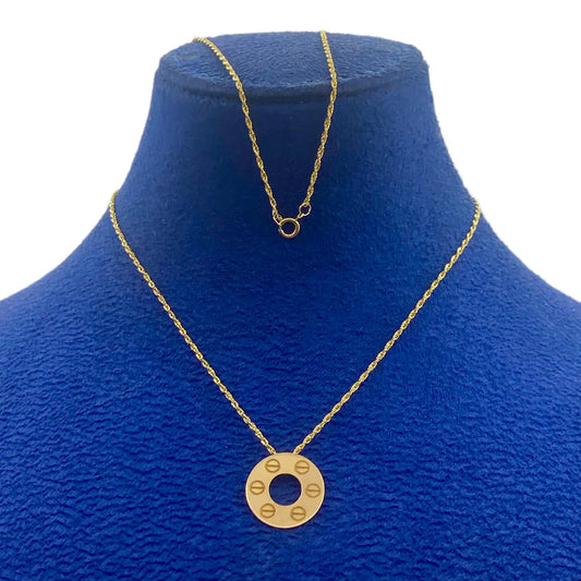 18k Gold Circle Button Necklace