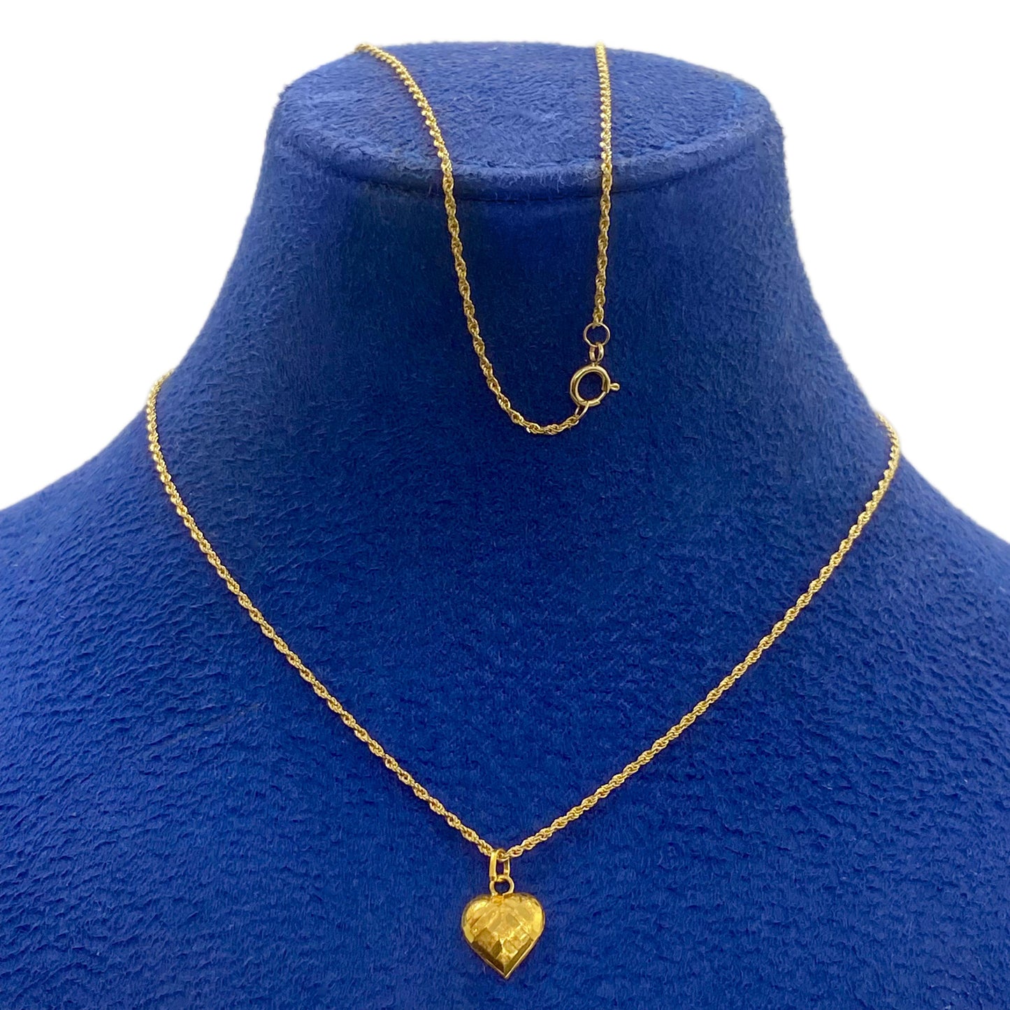 18k Gold Heart Stripe Necklace