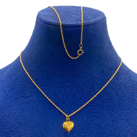 18k Gold Heart Stripe Necklace