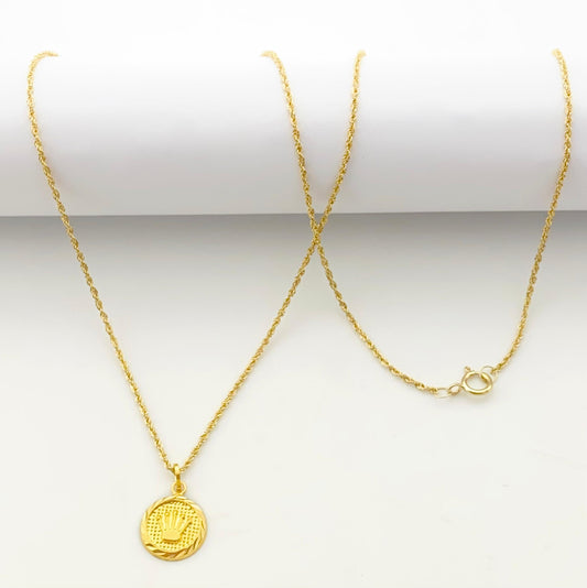18k Gold Circle Crown Necklace