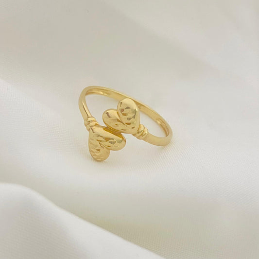 18k Gold Double Edge Heart Ring