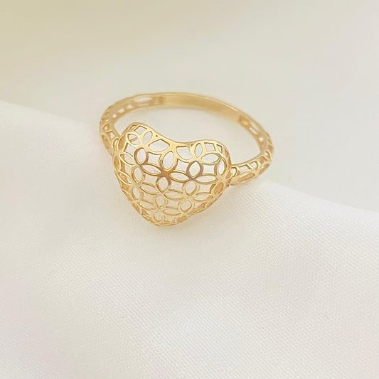 18k Gold Heart Money Ring
