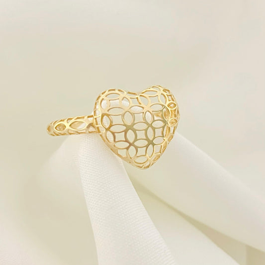 18k Gold Heart Money Ring