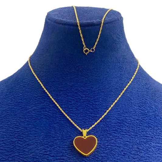 18k Gold Agate Heart Necklace