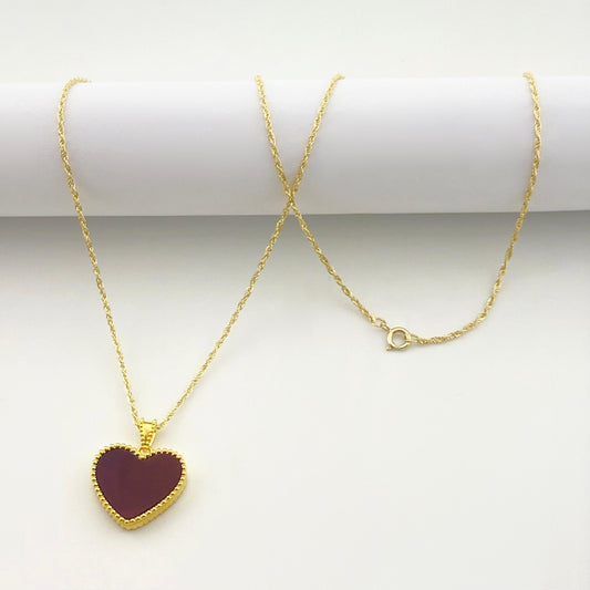 18k Gold Agate Heart Necklace