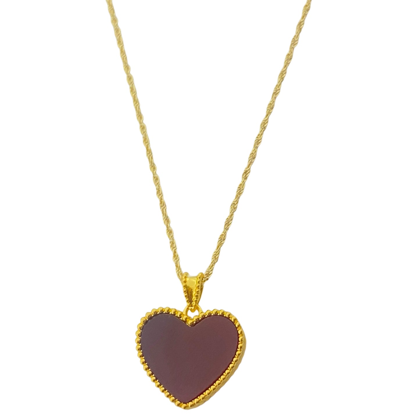18k Gold Agate Heart Necklace