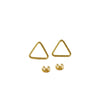 18K Real Gold Hollow Triangle Earrings