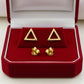 18K Real Gold Hollow Triangle Earrings