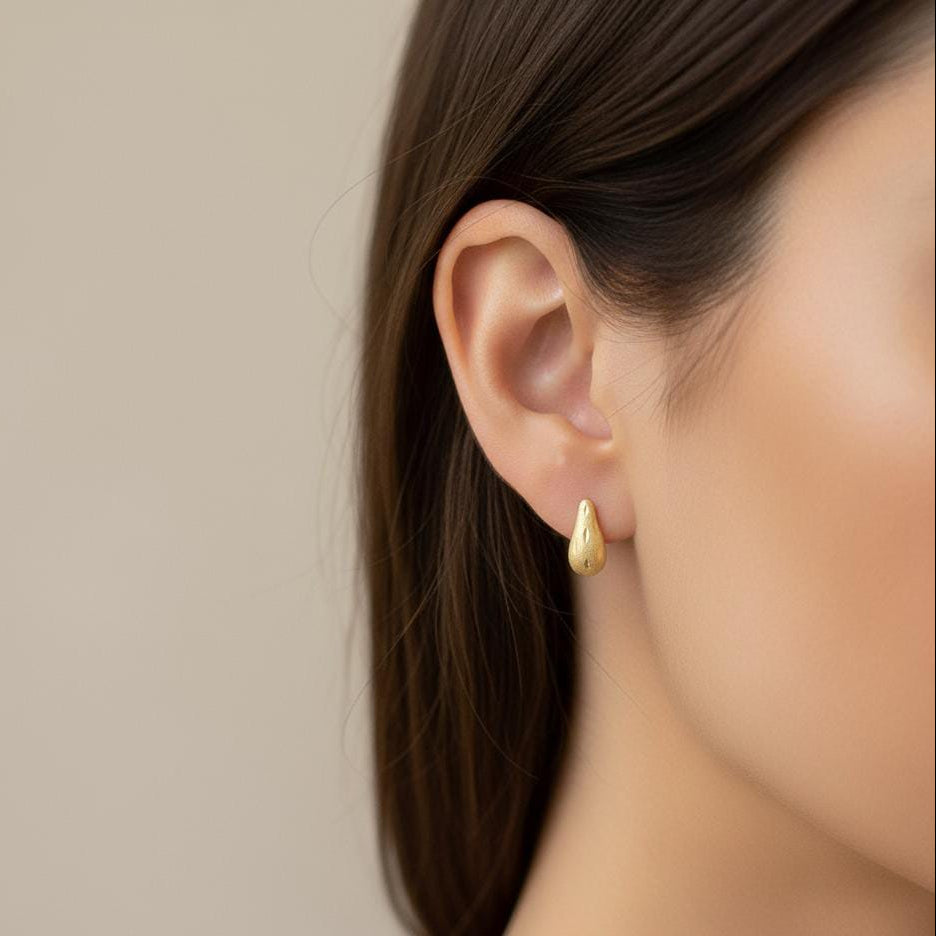 18k Gold Eyedrop Stud Earrings