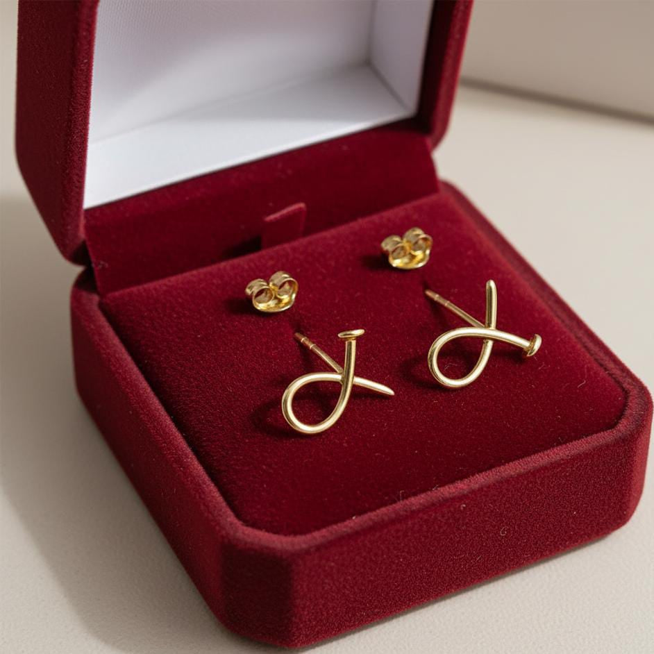 18k Gold Nail Stud Earrings