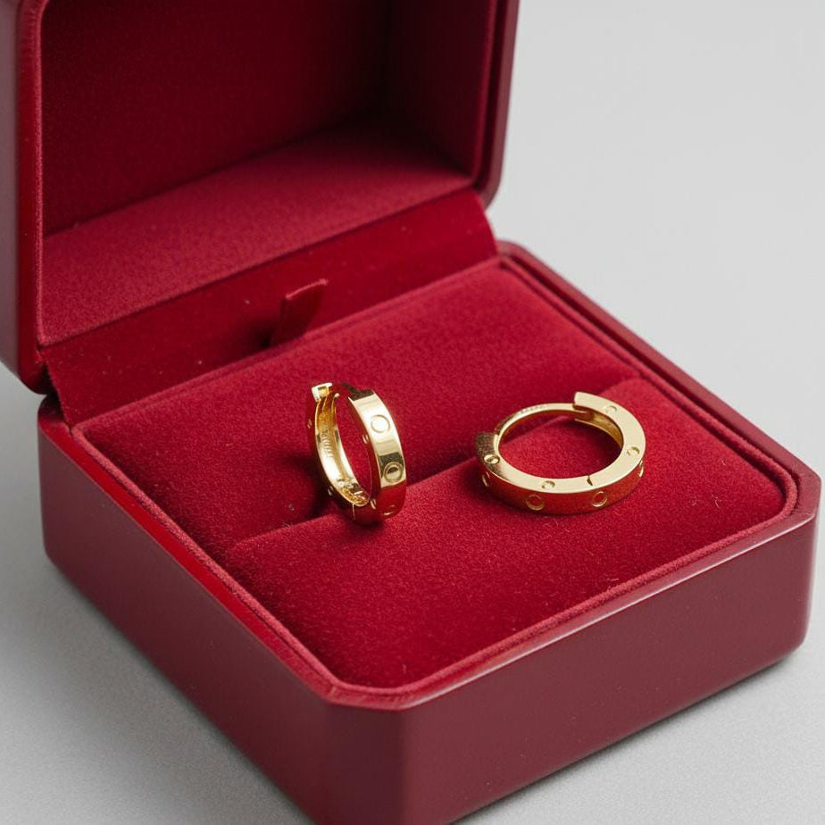 18k Gold Love Huggies Earrings