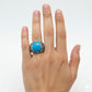 925 Silver Lines Blue Stone Ring