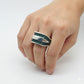 925 Silver Twin Green Stone Ring