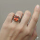 925 Silver Curls Red Stone Ring