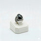 925 Silver Flower Black Stone Ring