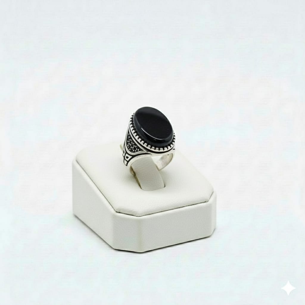 925 Silver Shade Black Stone Ring