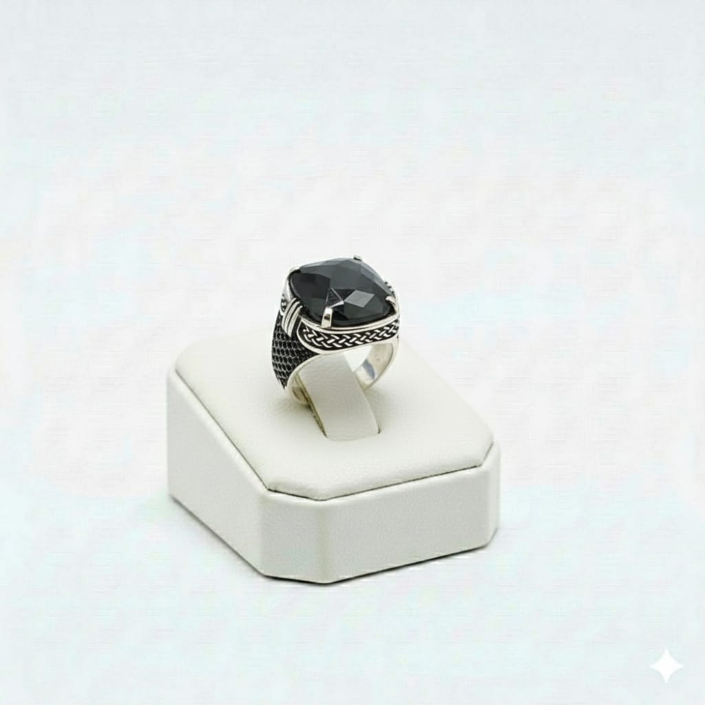 925 Silver Shaded Ony Stone Ring 1