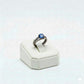 925 Silver 2 Line Blue Stone Ring
