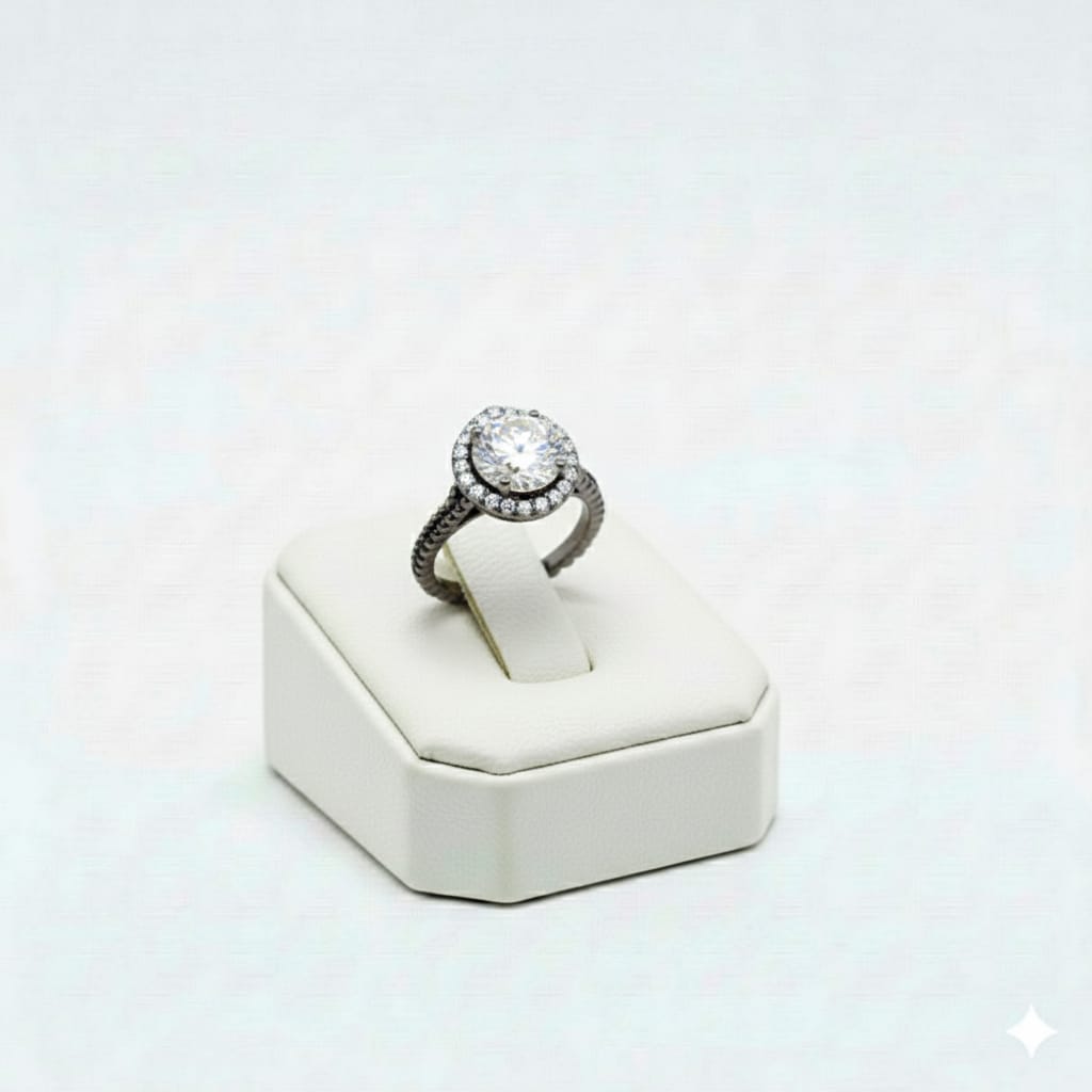 925 Silver Round Stone Ring 1