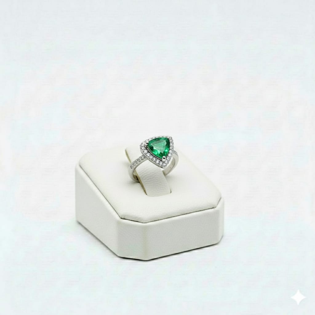 925 Silver Green Stone Ring