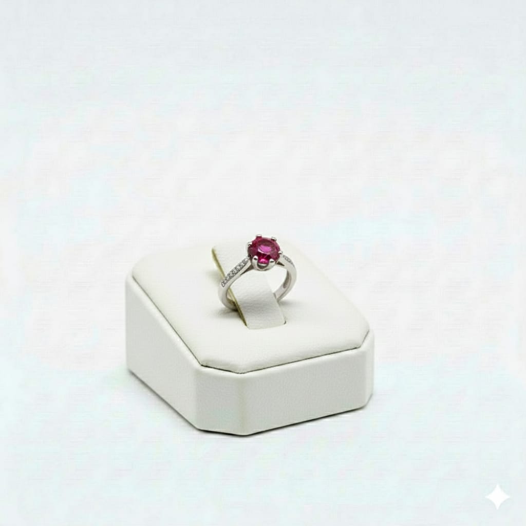 925 Silver Red Stone Ring