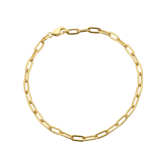 18K Real Gold Paper Clip Bracelet
