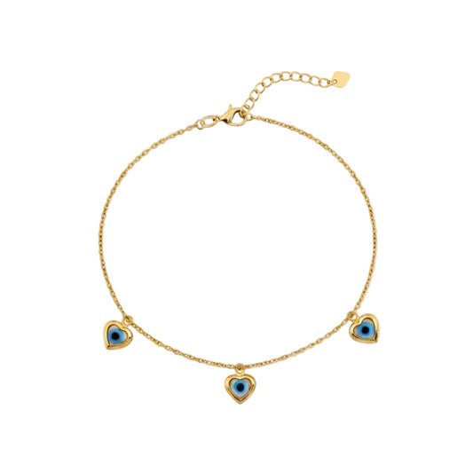 18K Real Gold Rope Chain Evil Eye Bracelet