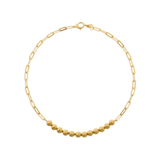 18K Real Gold Balls With Paper Clip Bracelet