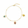 18K Real Gold Evil Eye With Gold Balls Bracelet