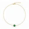 18K Real Gold Single Green Zircon Stone Bracelet